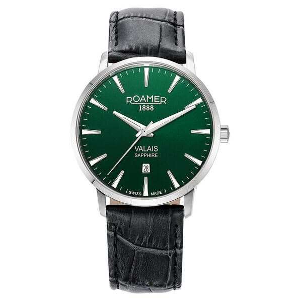Roamer Valais Gents Interchangable Box Set Quartz Analog with Date Black Dial Black Leather Strap Watch For Men - image number 1