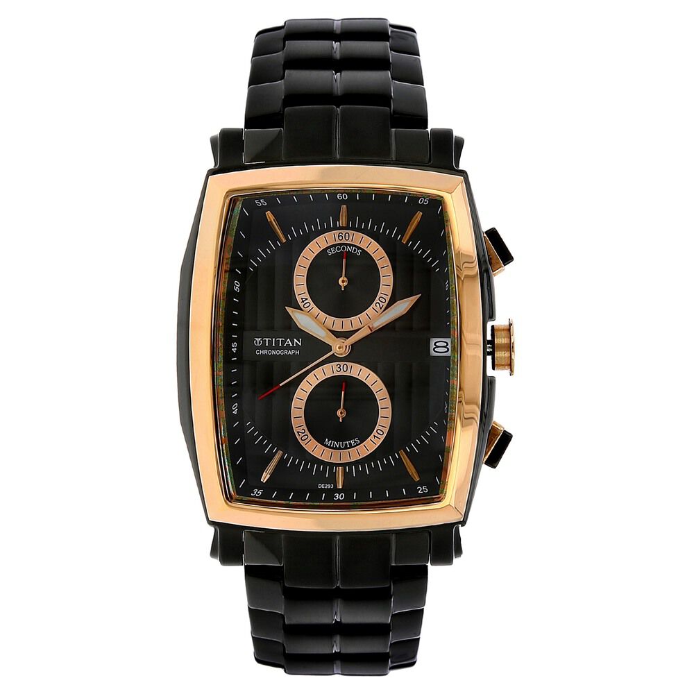Buy Online Titan Quartz Chronograph Black Dial Stainless Steel