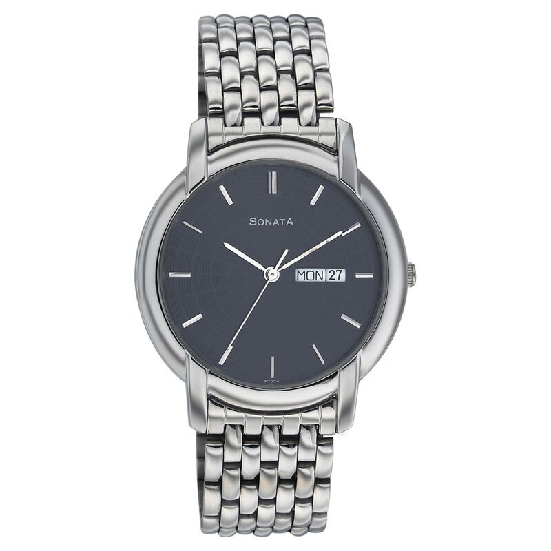 Sonata Quartz Analog Black Dial Strap Watch for Men