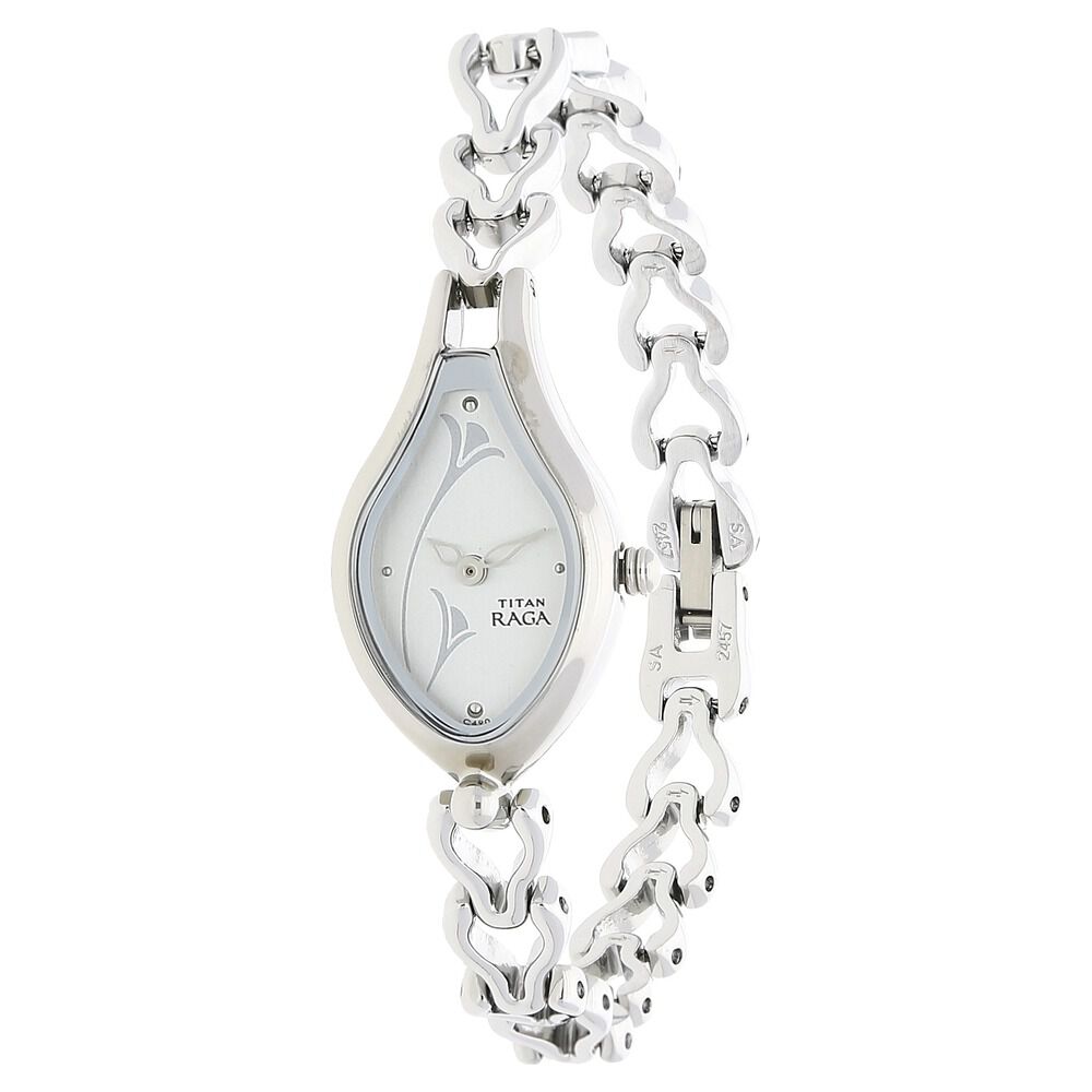 Buy Online Titan Quartz Analog Silver Dial Metal Strap Watch for Women nm2457sm01 Titan