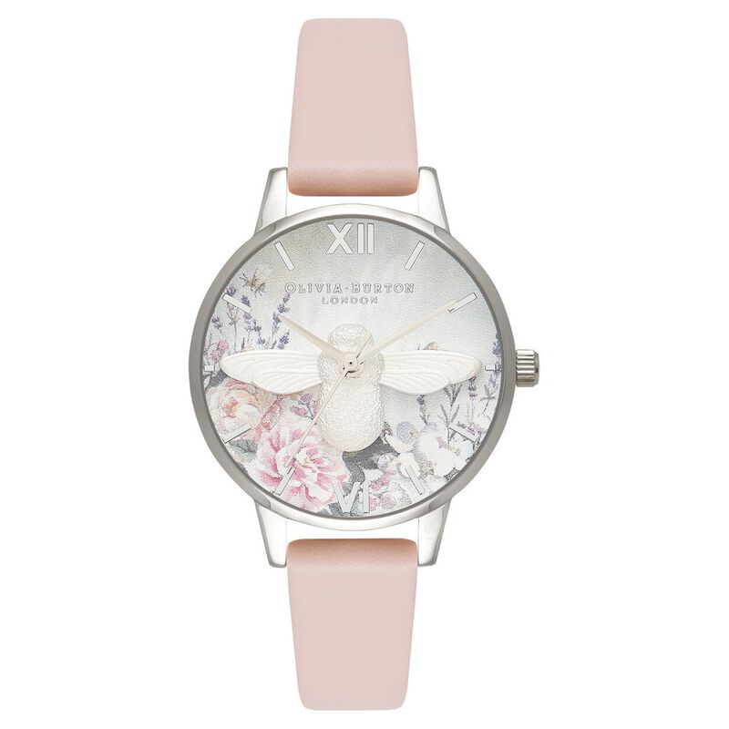 Olivia Burton Quartz Analog White Dial Leather Strap Watch for Women