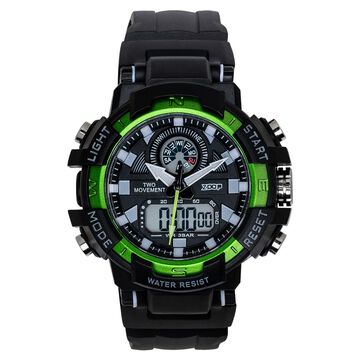 Zoop Bolt Ana Digi Watch with Black and Green Multi Color Case and Black Color Strap for Boys Kids, from House of Titan