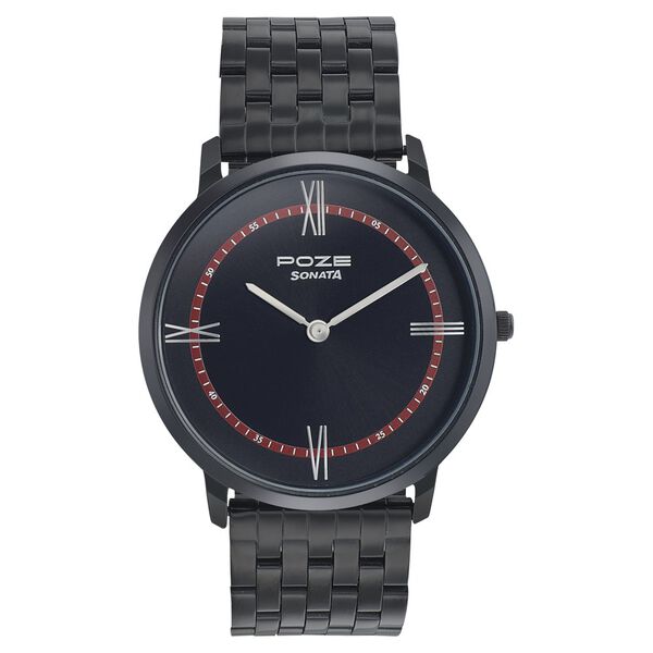 Sonata Poze Quartz Analog Black dial Metal Strap Watch for Men - image number 1