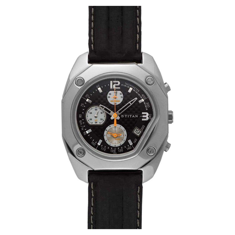 Buy Online Titan Chronograph Dial Leather Strap Watch for Men