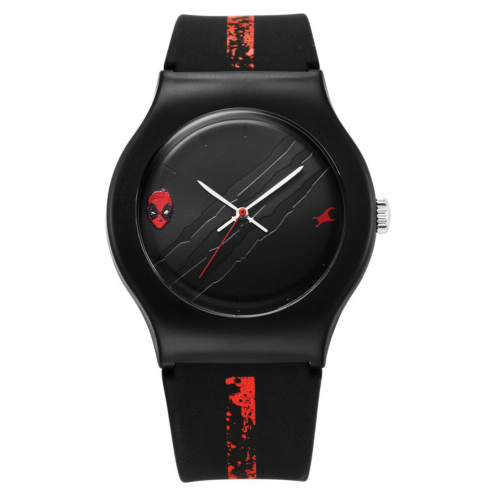 Fastrack Deadpool Wolverine Quartz Analog Black Dial With Black Silicone Strap Watch For Unisex