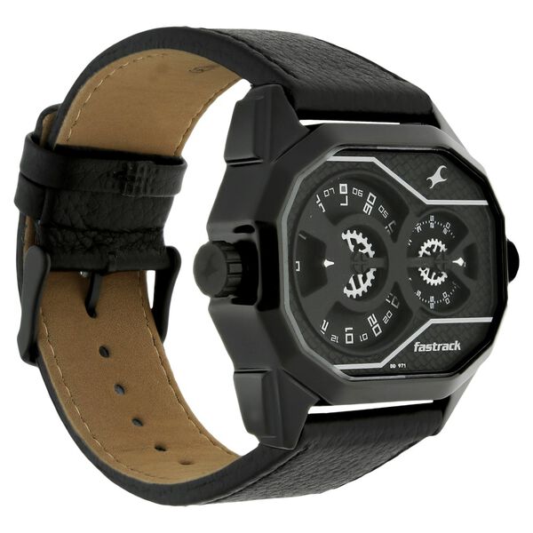 Fastrack Quartz Analog Black Dial Leather Strap Watch for Guys - image number 1