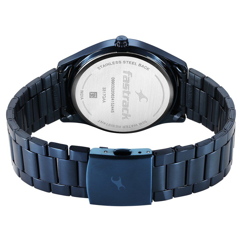 Buy Online Fastrack Stunners Quartz Analog Blue Dial Blue Metal Strap Watch For Guys 3317qm01 Titan