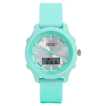 Zoop Ana-Digi Watch with Silver Dial & Green Strap for Girls Kids, from House of Titan