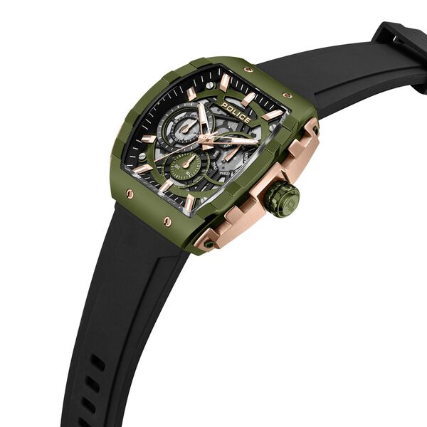 Police Quartz Multifunction Black Dial Black Colour Silicone Strap Watch For Men - image number 1