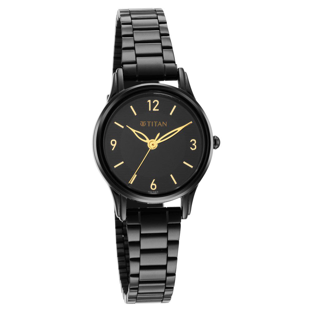 Black metal watches for ladies titan cheap
