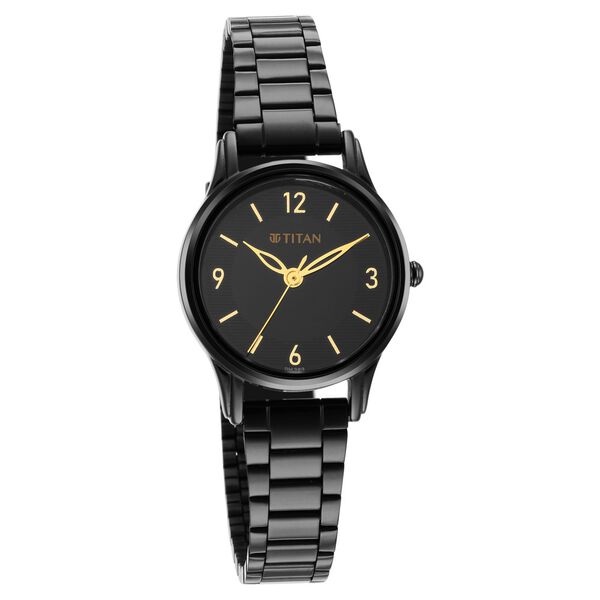Titan Quartz Analog Black Dial Stainless Steel Strap Watch for Women - image number 0