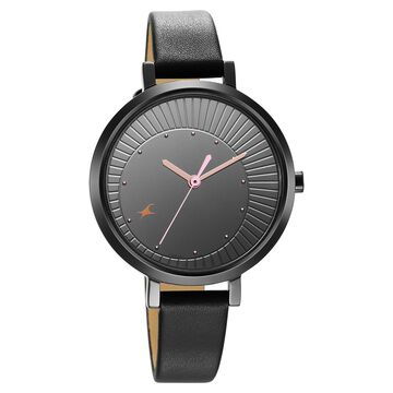 Fastrack Style Up Black Dial Leather Strap Watch for Girls