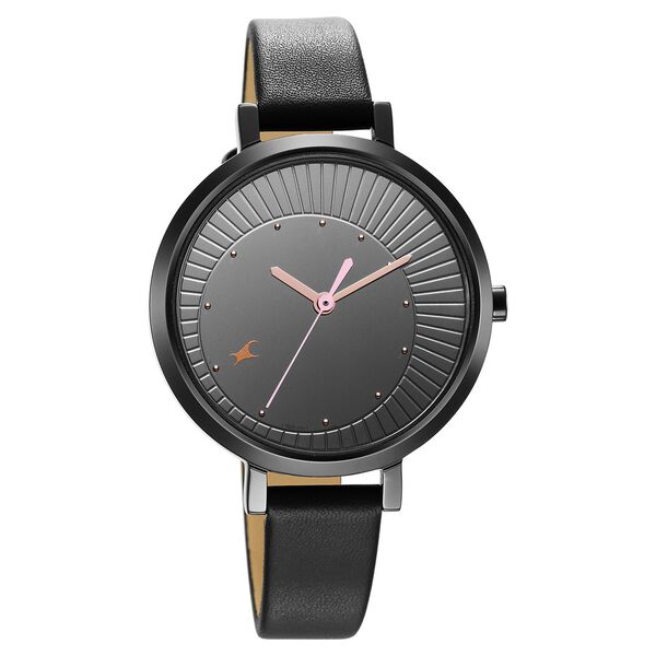 Fastrack Style Up Black Dial Leather Strap Watch for Girls - image number 1