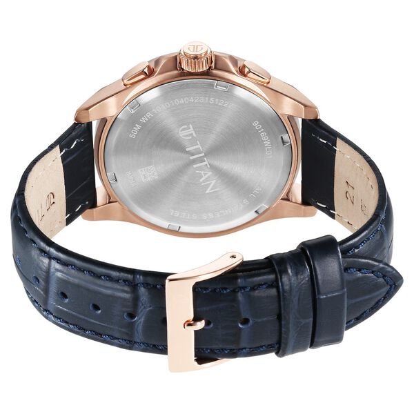 Titan Classic Chrono Blue Dial Leather Watch for Men - image number 4