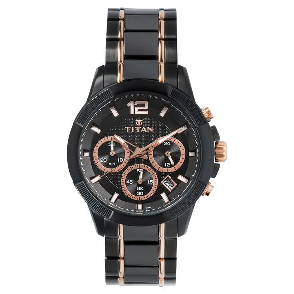 Titan Ceramics Black Dial Chrono Stainless Steel and Ceramic Strap watch for Men - image number 1