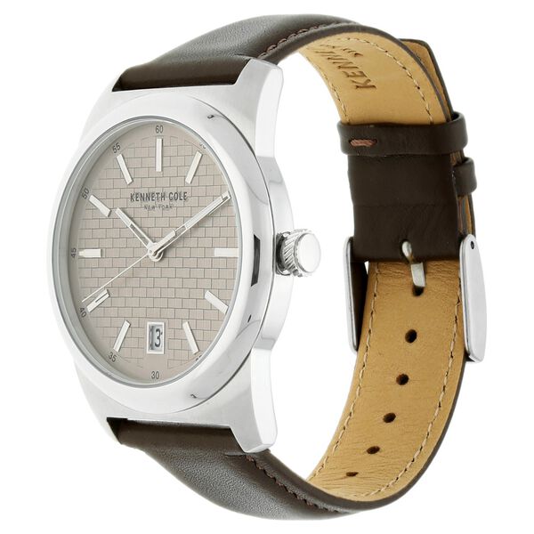 Kenneth Cole Quartz Analog Grey Dial Leather Strap Watch for Men - image number 1