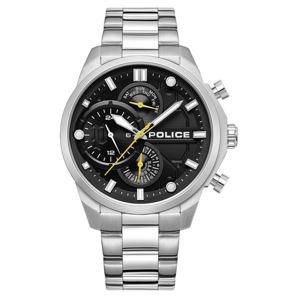 Police Quartz Multifunction Black Dial Silver Stainless Steel Strap Watch for Men - image number 0