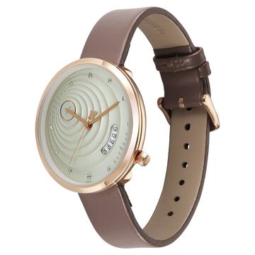 Fastrack Groove Quartz Analog with Date Grey Dial Girls Leather Watch