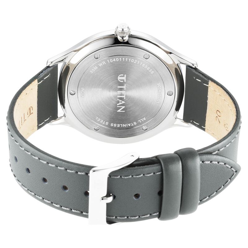 Titan Classique Slimline Grey Dial Analog with Date Leather Strap Watch for Men - image number 4