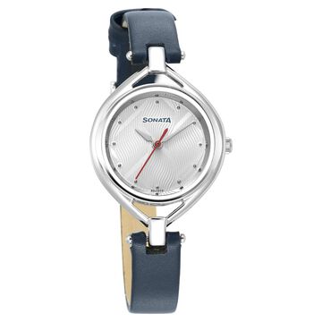 Sonata Alloys Silver Dial Women Watch With Leather Strap