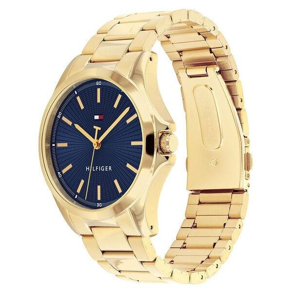 Tommy Hilfiger Quartz Analog Blue Dial Golden Stainless Steel Strap Watch For Men - image number 1