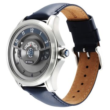 Titan Maritime Anthracite Dial Quartz Multifunction Leather Strap Watch for Men