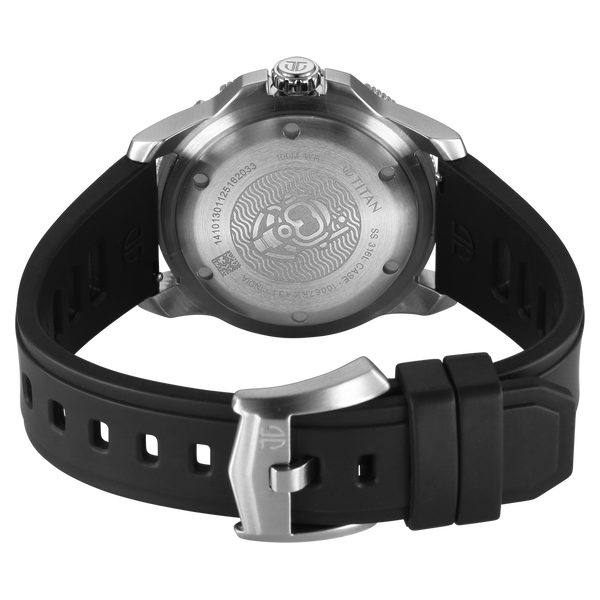 Titan Zero Hour Diver's 100m Analog with Black Dial Black FKM Strap Watch for Men - image number 4
