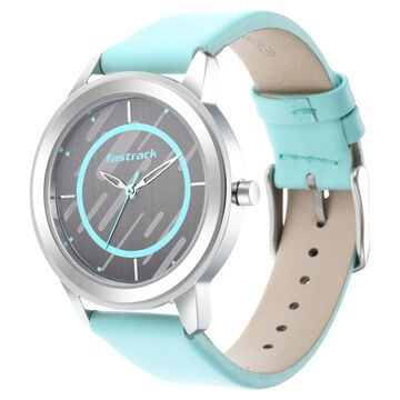 Fastrack Wear Your Look Quartz Analog Grey Dial Leather Strap Watch for Girls