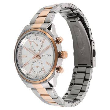 Titan Bandhan White Dial Quartz Multifunction Stainless Steel Strap watch for Couple