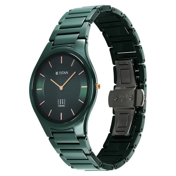 Titan Edge Ceramic Quartz in Glossy Green Dial Watch for Men - image number 5