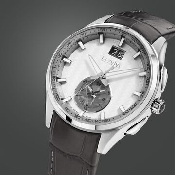 Xylys Swiss Chronograph Grey Leather Strap White Dial Watch For Men