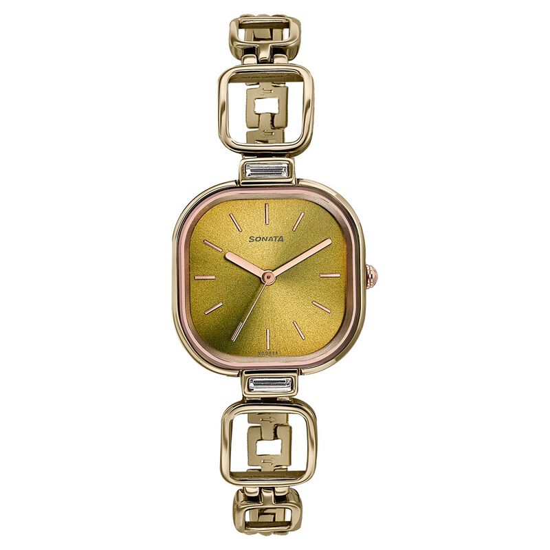 Sonata Colours of Earth Quartz Analog Brown Dial Metal Strap Watch For Women