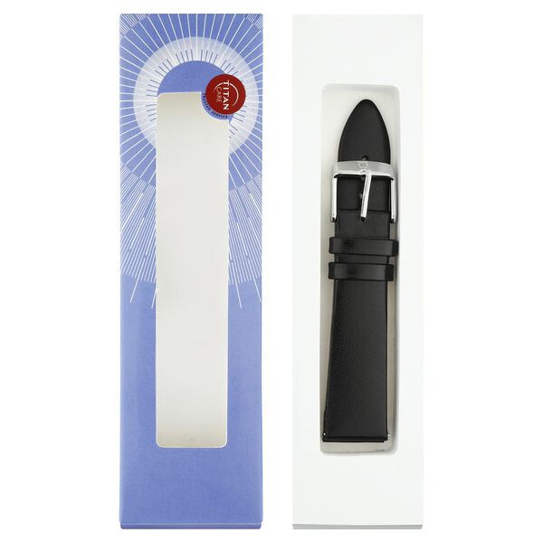 22 mm Black Genuine Leather Strap for Men - image number 7