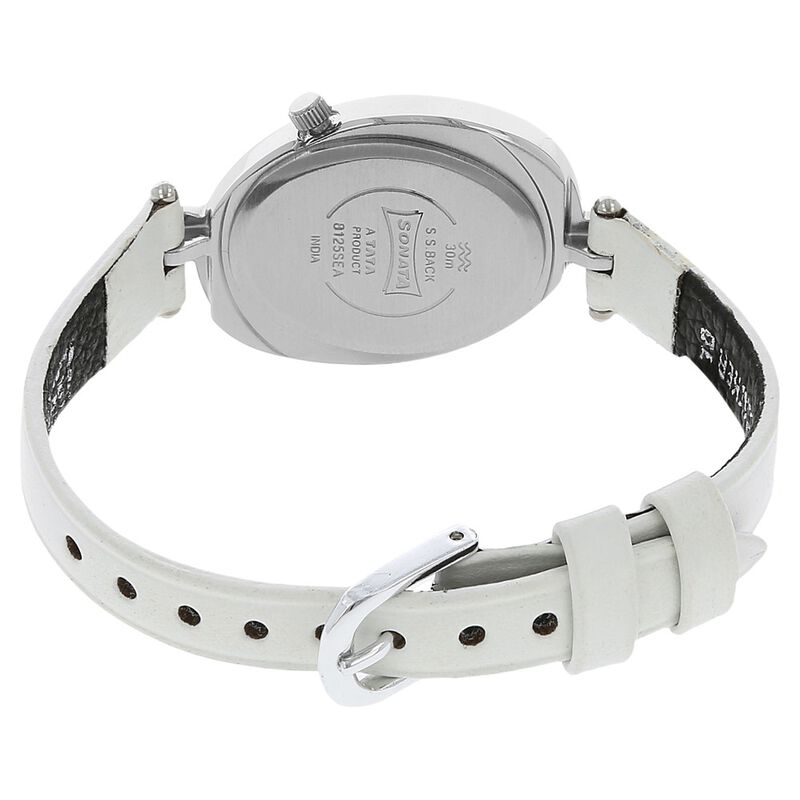 Sonata Quartz Analog Silver Dial Leather Strap Watch for Women - image number 3
