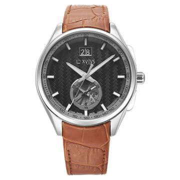 Xylys Swiss Chronograph Brown Leather Strap Black Dial Watch For Men