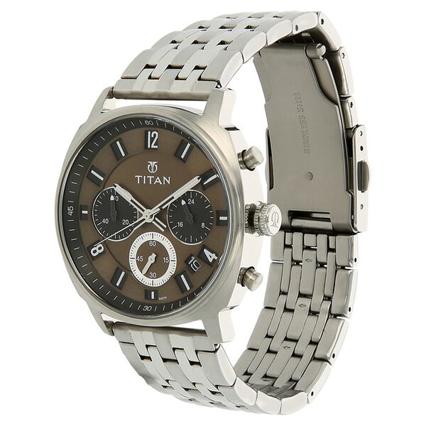 Titan Quartz Chronograph Brown Dial Stainless Steel Strap Watch for Men - image number 1