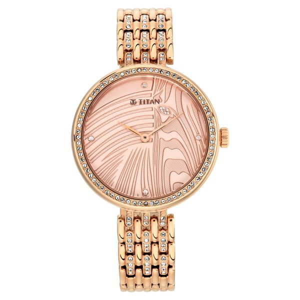 Titan Animalia Quartz Analog Dial Rose Gold Stainless Steel Strap Watch For Women - image number 1