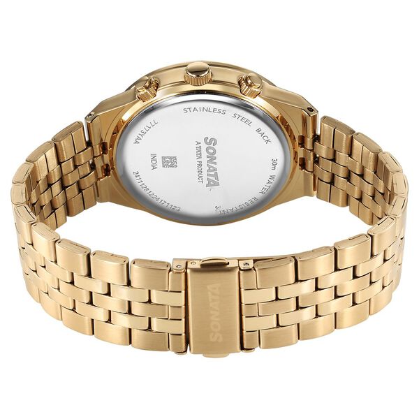 Sonata Eternia Quartz Multifunction Green Dial Metal Strap Watch For Men - image number 4