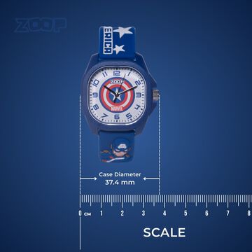 Zoop Marvel Analog Watch with White Captain America Dial & Blue Strap for Boys Kids, from House of Titan