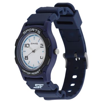 SF Quartz Analog White Dial Silicone Strap Watch for Men
