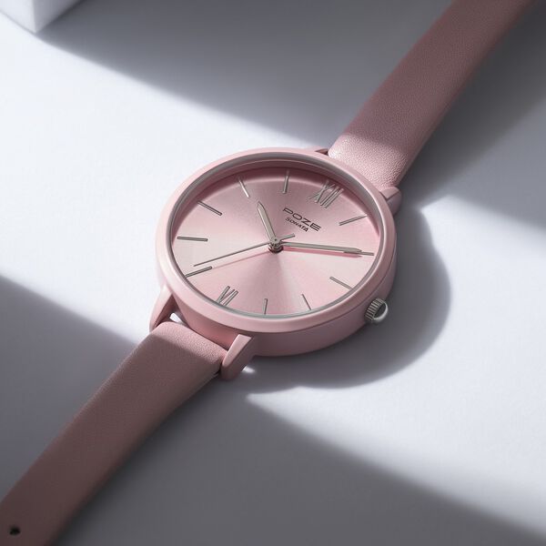 Sonata Poze Quartz Analog Pink Dial Leather Strap Watch for Women - image number 0
