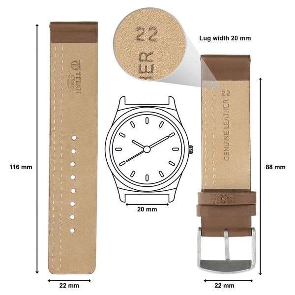 22 mm Brown Genuine Leather Straps for Men - image number 1