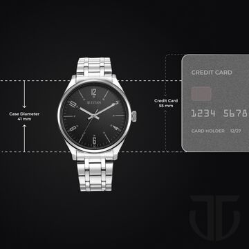 Titan Wrist Wit Quartz Analog Grey Dial Stainless Steel Strap Watch for Men