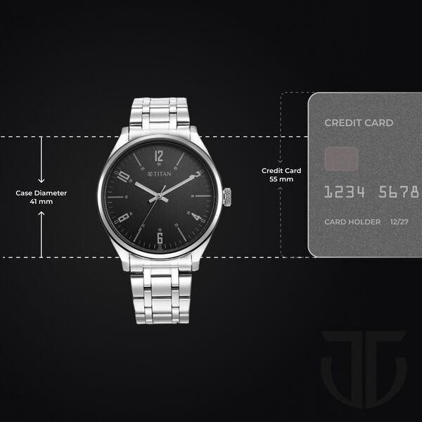 Titan Wrist Wit Quartz Analog Grey Dial Stainless Steel Strap Watch for Men - image number 2