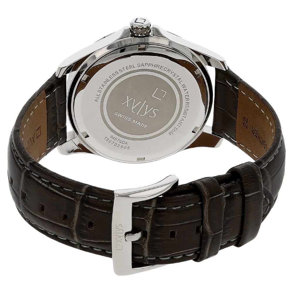 Buy Online Xylys Swiss Analog Brown Leather Strap and Black Dial