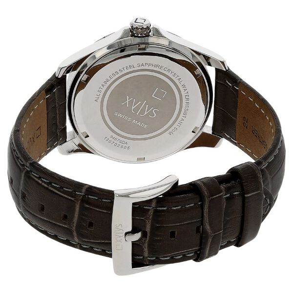 Xylys Swiss Analog Brown Leather Strap and Black Dial Watch For Men - image number 3