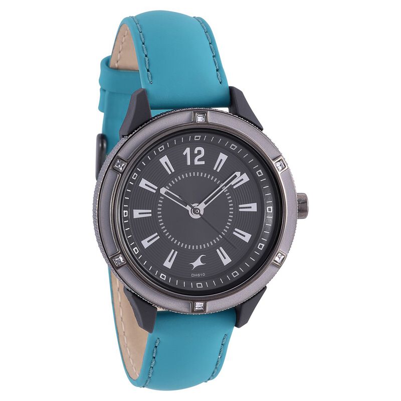 Fastrack Quartz Analog Black Dial Leather Strap Watch for Girls
