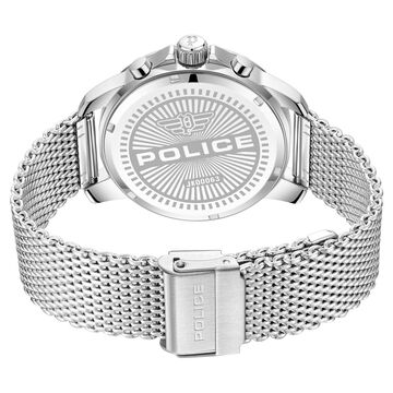 Police Multifunction Black Dial Silver Metal Strap Watch For Men
