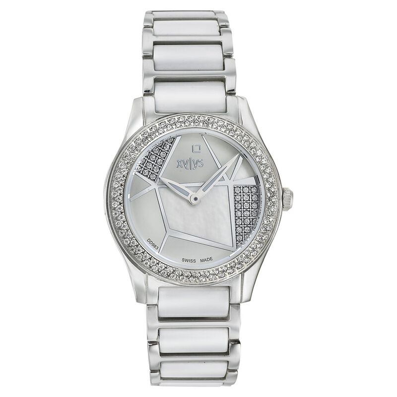 Xylys Swiss Analog White Stainless Steel And Ceramic Strap and Mother of Pearl Dial Watch For Women