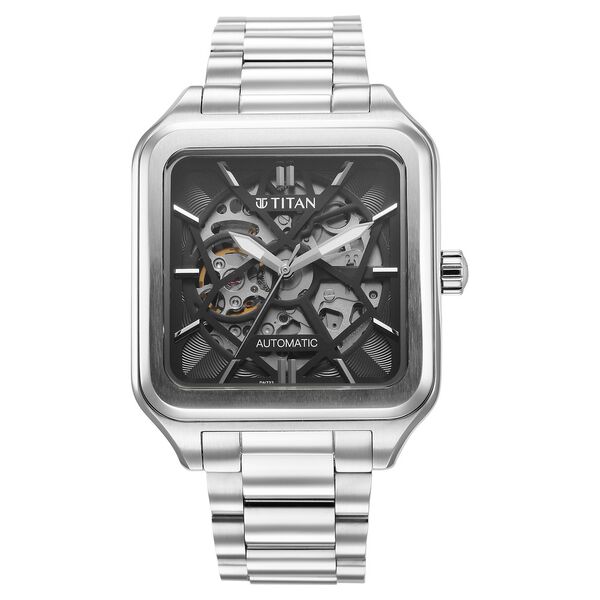 Titan Shaped Automatics Anthracite Dial Silver Stainless Steel Strap watch for Men - image number 0